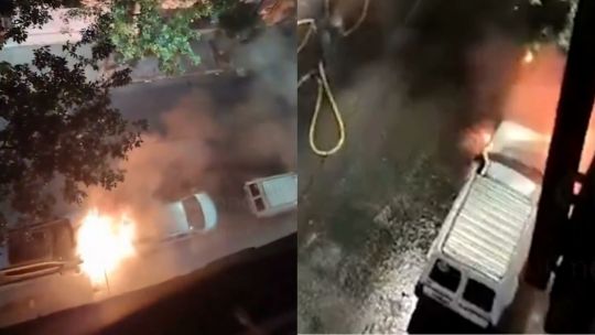 Quemacoches incendiaron ocho autos y una moto frente a la sede del PJ en Balvanera