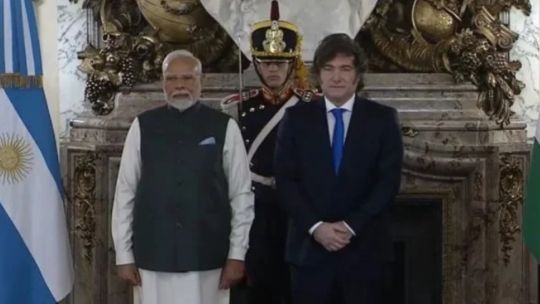 El presidente Javier Milei recibe en la Casa Rosada a Narendra Modi, el primer ministro de India