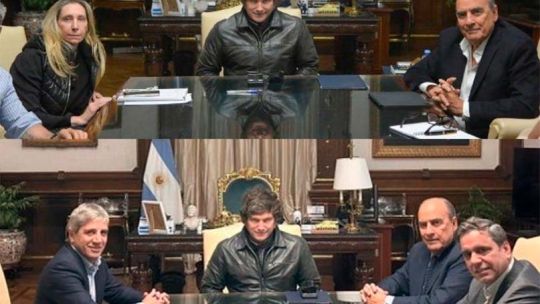 Milei repitió la foto de su «mesa política»: estallaron los memes y la palabra «maniquí» fue tendencia