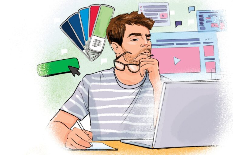 Ilustración conceptual que representa un cerebro dividido entre símbolos de especialización científica y elementos de creatividad interdisciplinaria.