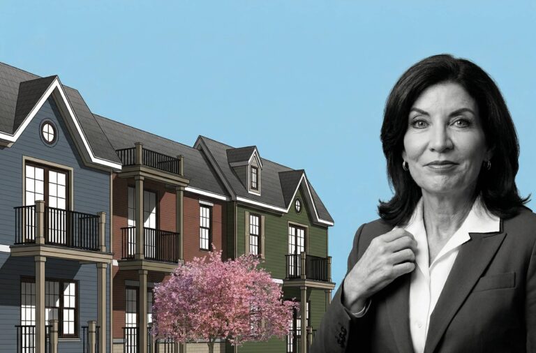 Vista exterior del complejo Blocher Apartments, con edificios de dos plantas y zonas verdes, en Williamsville, Nueva York.