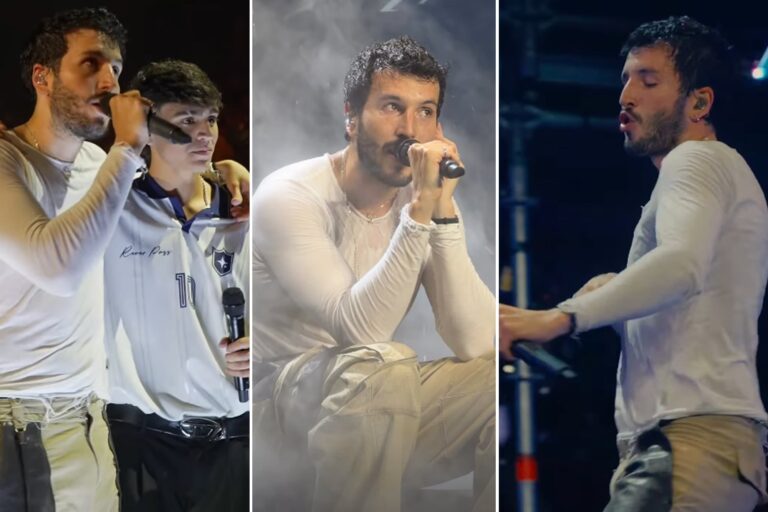 Sebastián Yatra durante su presentación en el escenario del Movistar Arena en Buenos Aires.