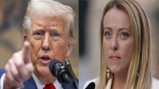 Fotografía de Donald Trump y Giorgia Meloni en un encuentro anterior.