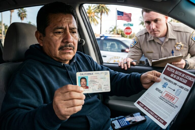 Licencia de conducir de California sobre un fondo con el mapa del estado