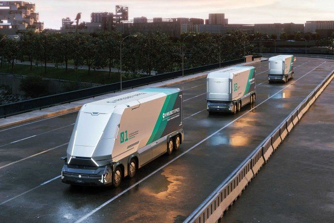 Camión autónomo eléctrico sin cabina de Kargobot en ruta de prueba en China