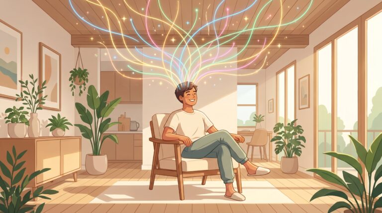 Interior de un hogar con iluminación cálida y colores suaves que generan calma y bienestar
