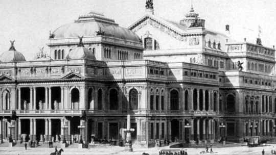 Representación pictórica de la Plaza de la Victoria el 25 de mayo de 1810 con paraguas, según la obra de Pedro Subercaseaux