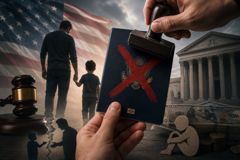 Pasaporte estadounidense sobre una mesa
