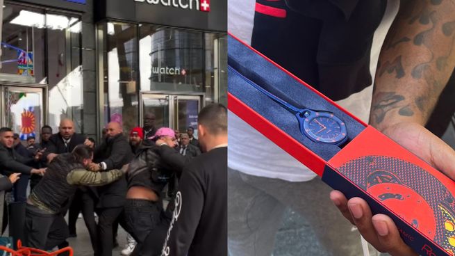 Multitud frente a tienda de Swatch durante el lanzamiento de la colección Royal Pop