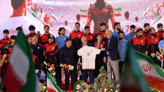Selección de fútbol de Irán antes de un partido