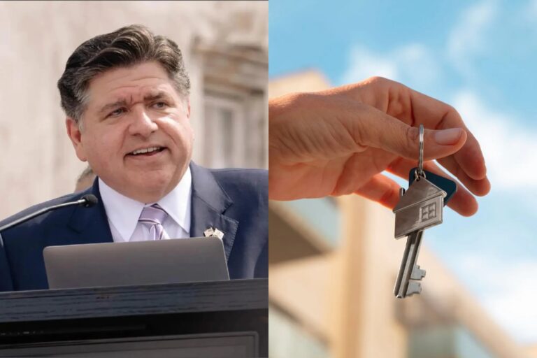 Gobernador J.B. Pritzker hablando sobre construcción de viviendas en Illinois