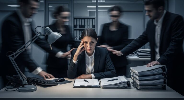 Oficina con empleados trabajando