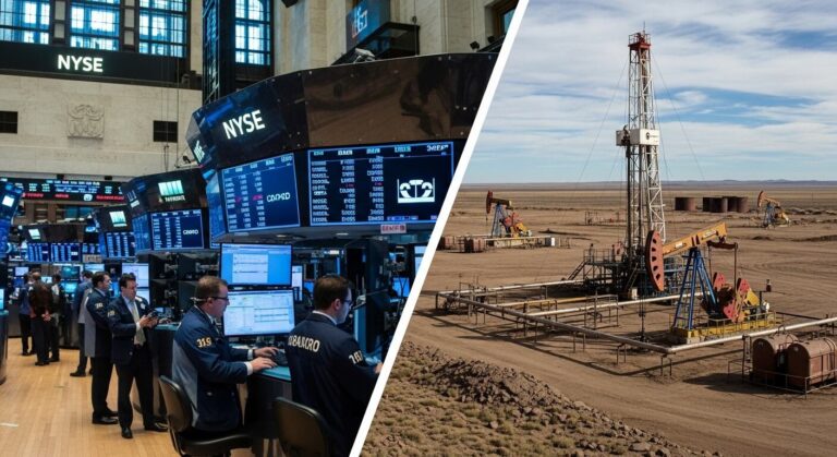 Gráfico de mercado financiero con indicadores de riesgo país y precio del petróleo