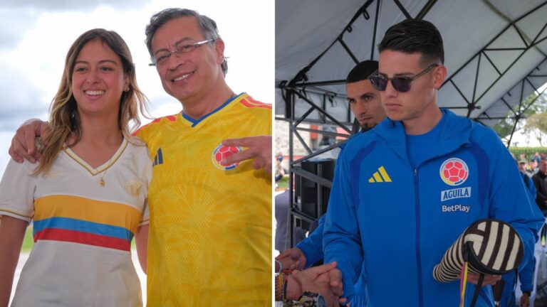 Antonella Petro y James Rodríguez en el Aeropuerto El Dorado de Bogotá