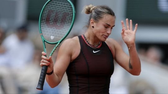Aryna Sabalenka durante el partido de cuartos de final de Roland Garros