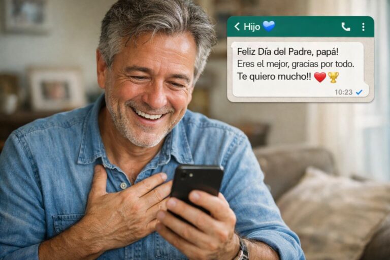 Tarjeta de felicitación por el Día del Padre con mensaje emotivo