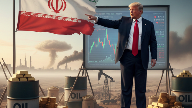 Tanques de combustible y bandera de Estados Unidos e Irán
