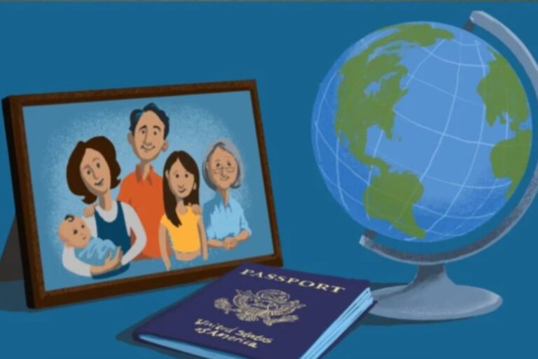Ilustración de la familia Smith en el sitio web del Departamento de Estado de EE.UU.