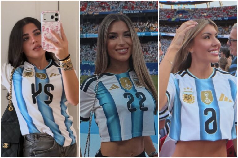 Fotografía de un jugador de la Selección argentina con sus hijos en el Día del Padre
