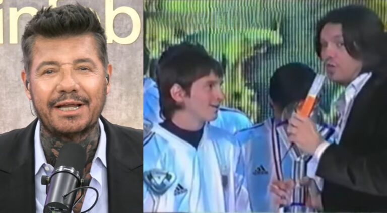 Marcelo Tinelli y Lionel Messi joven en el estudio de ShowMatch en 2005