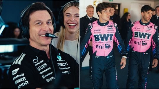 Logotipo de Mercedes en un box de Fórmula 1