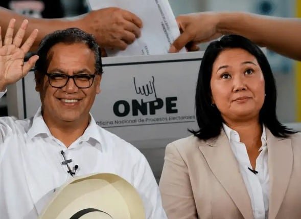 Gráfico de la ONPE con resultados electorales de la segunda vuelta presidencial en Perú 2026