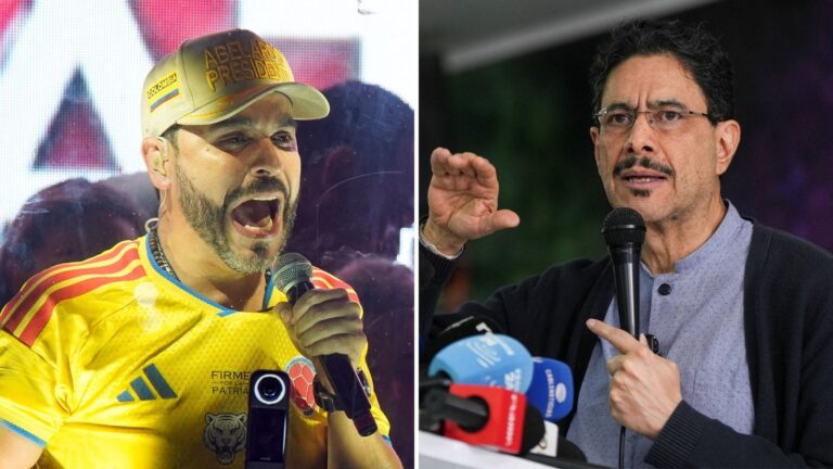 Iván Cepeda y Abelardo de la Espriella durante acto de campaña