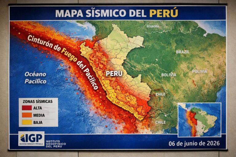 Mapa de actividad sísmica en Perú con epicentros de los últimos sismos