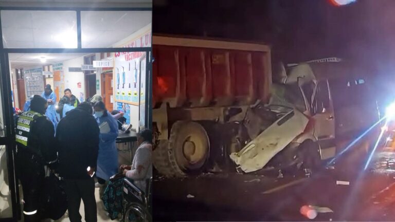 Accidente de tránsito en Puno entre miniván y camión