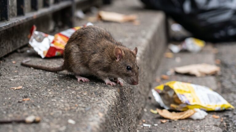 Cartel de prevención de hantavirus en zona rural de Buenos Aires