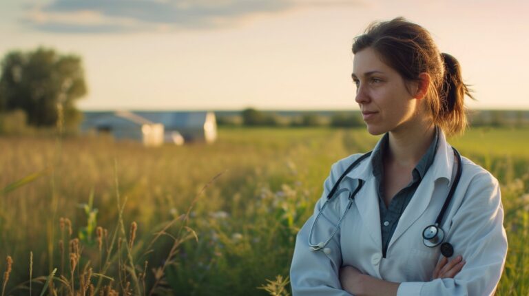 Médico rural atendiendo a un paciente en una zona rural