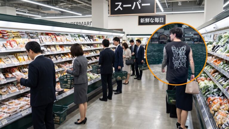 Vista de la ciudad de Tokio con transeúntes en una calle comercial