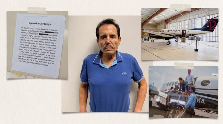 Ismael El Mayo Zambada siendo escoltado por agentes federales en El Paso