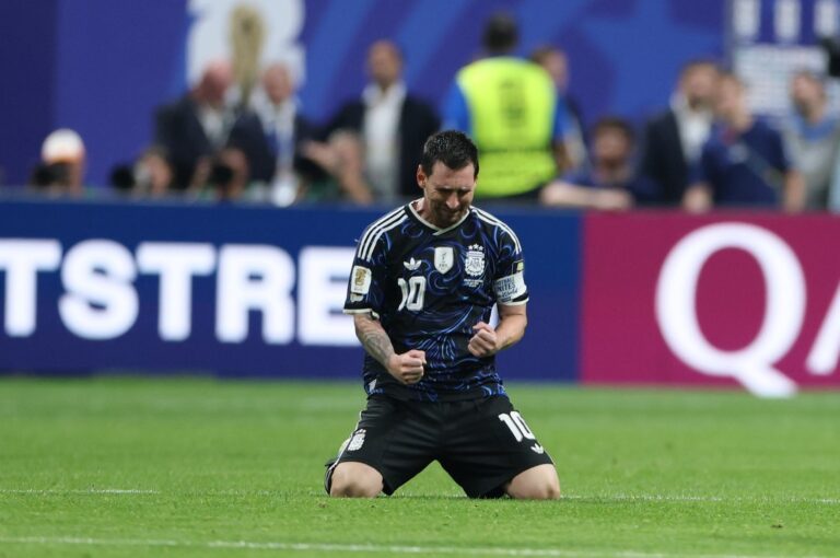 Lionel Messi festeja el pase a la final del Mundial 2026