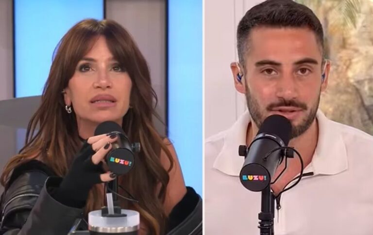 Nico Occhiato y Florencia Peña en un estudio de streaming