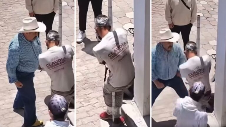 Hombre amarrado con cinta adhesiva a un tubo metálico en Nicolás Romero