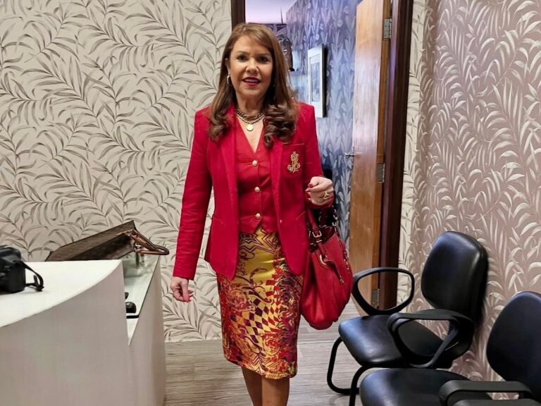 Senadora paraguaya Celeste Amarilla vestida con colores de España en el Congreso