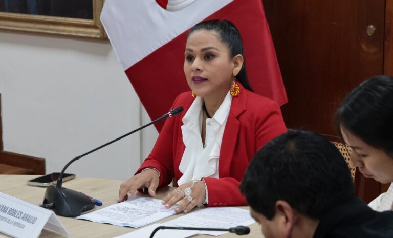 Senadora Silvana Robles en conferencia de prensa