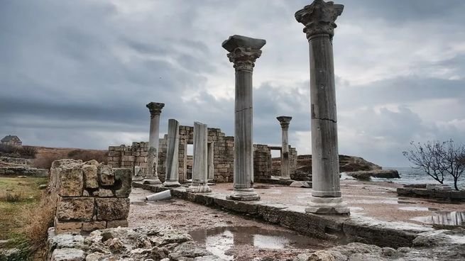 Ruinas de la antigua ciudad de Quersoneso Táurica en Crimea