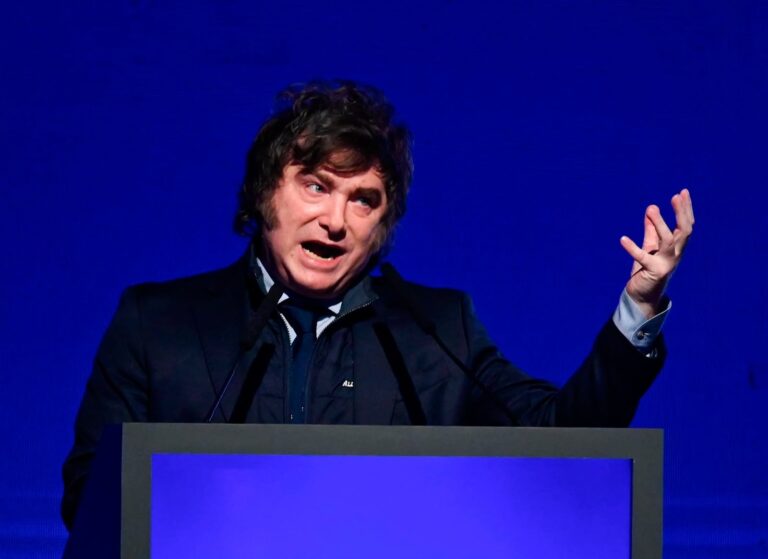 Javier Milei durante un acto de gobierno