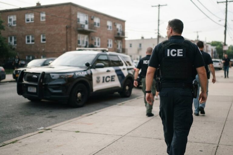 Agentes del ICE durante un operativo de control migratorio