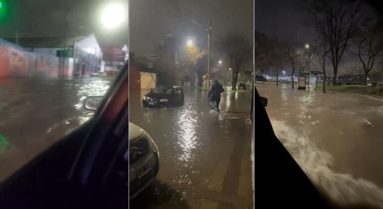 Inundación en una calle de Buenos Aires durante el temporal