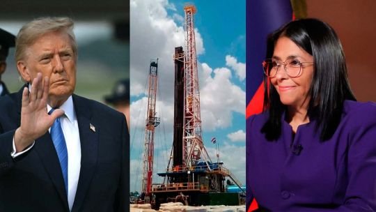 Donald Trump y Delcy Rodríguez en referencia al acuerdo petrolero entre Estados Unidos y Venezuela