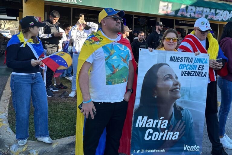 Mapa de Florida y Venezuela con banderas