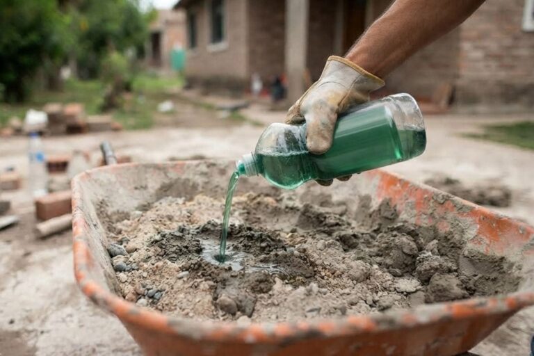 Mezcla de hormigón con detergente para reparaciones domésticas