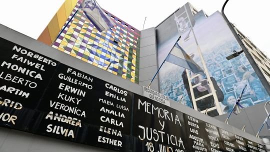 Fachada de la sede de la AMIA en Buenos Aires