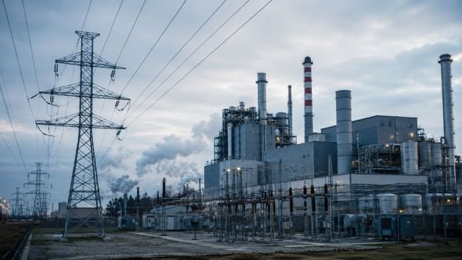 Máquinas industriales desmanteladas en una fábrica cerrada