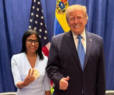 Delcy Rodríguez y Donald Trump en la Asamblea General de la ONU en Nueva York
