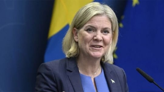 Magdalena Andersson, líder de los socialdemócratas suecos, en un acto de campaña