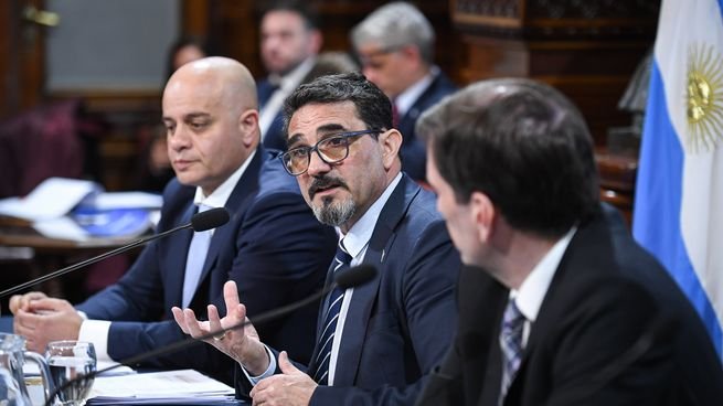 Diego Chaher, titular de la Agencia de Transformación de Empresas Públicas, durante su exposición en el Senado